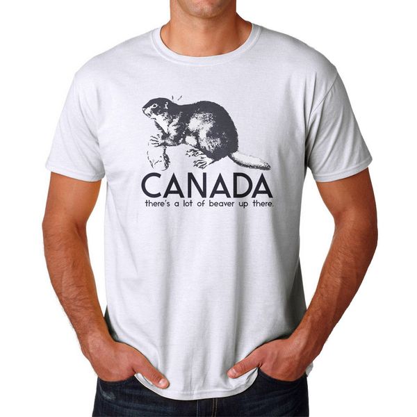

canada beaver men's white t-shirtsummer new tee print men t-shirt top