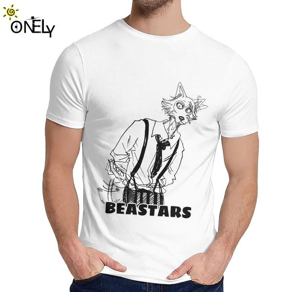 

round collar beastars anime triangle t shirt animal wolf furry manga t shirt graphic print for man pure cotton tee