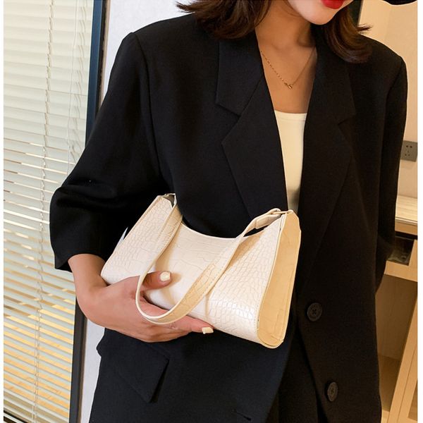 

crocodile print women luxury handbag messenger bag women vintage shoulder bag leather solid color designer female underarm bags