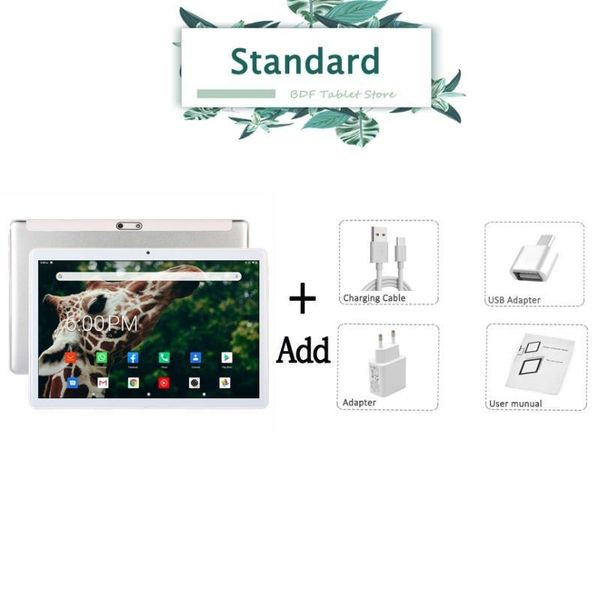 

bdf new 10.1 inch tablet pc android 9.0 octa core 2.5d tempered dual 4g lte phone call tablets glass google play bluetooth wifi