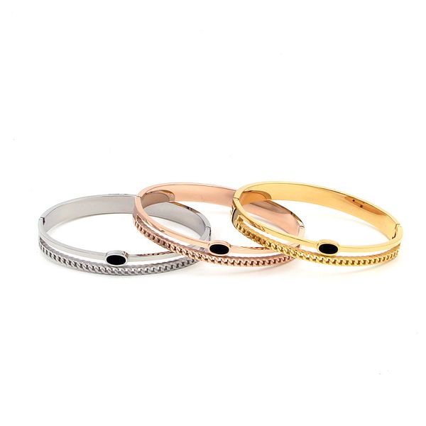 

hollow out jewelry gift luxury crystal stainless steel cuff bracelets bangle & bracelet bangles for women, Black