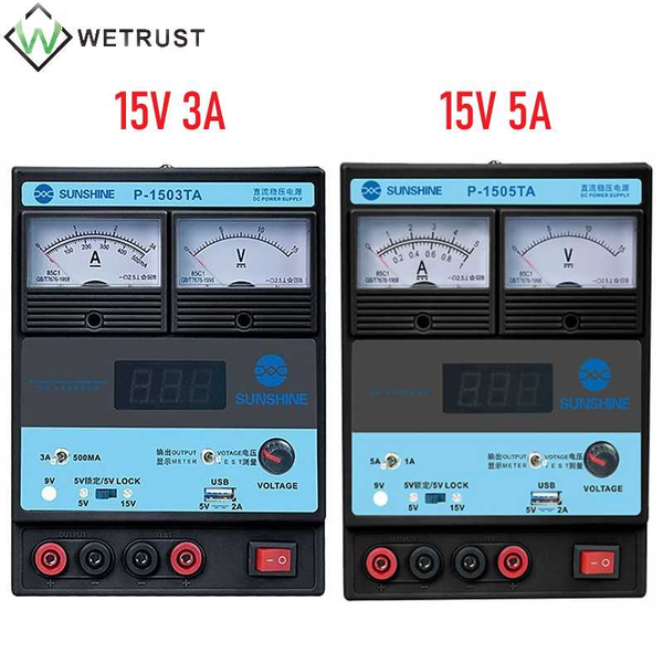 

sunshine 15v 3a 5a regulated dc power supply mobile phone repair pointer digital display ammeter usb 5v/2a output charging port