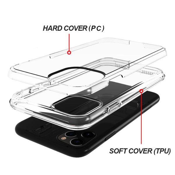 

2in1 anti-knock tpu case shockproof transparent cover for iphone 6 7 8 plus x xr xs max 11 pro 11 pro max samsung s10 note 10 super quality
