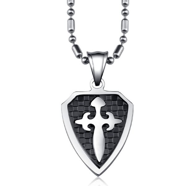 

pendant necklaces dog tag cross necklace & punk 316l stainless steel chain black bible verse christian jewelry for men 23in, Silver