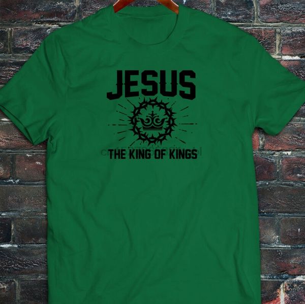 

jesus king of kings faith christian god heaven mens green t-shirt