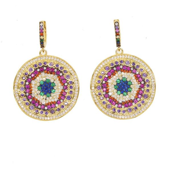 

gold color big circle round drop earrings for women geometric colour cz earrings party jewelry bohemian accessories, Silver