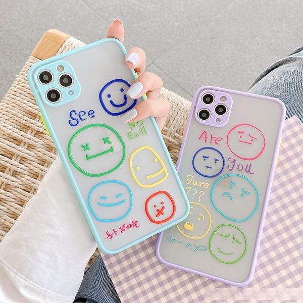 

funny emoticons candy color letter phone case for iphone 11 pro max xr xs max 7 8 plus x soft tpu hard pc back cover