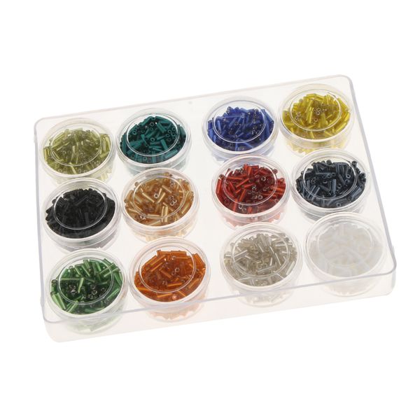 

о 1080pcs ассорти 12 цветов чешская стеклярусом стеклянные loose бусины бисер 2x6mm для diy изготовления ювелирных изделий браслет ожерелье
