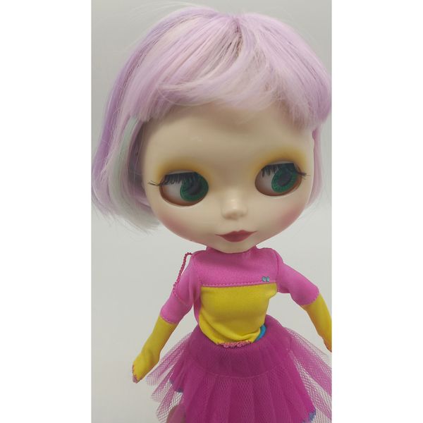 

стильный короткий прямой парик для 1/3 bjd blythe куклы diy создание светло-фиолетовый