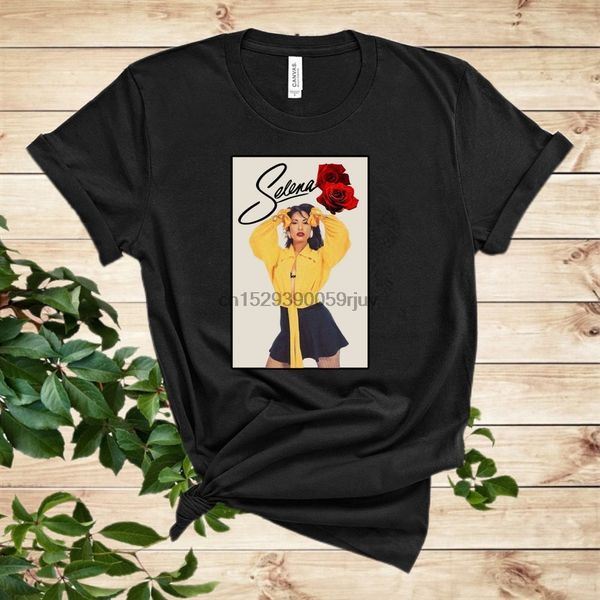 

selena quintanilla comfortable t shirt with roses and her signature