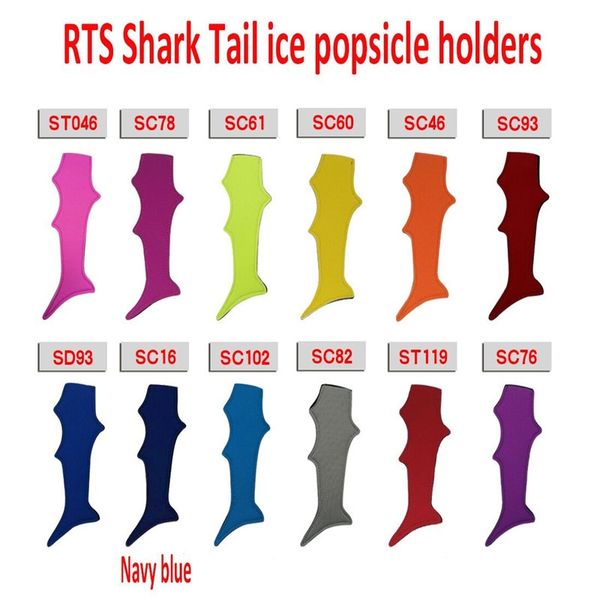 12 Renkler Neopren Anahtarlık RTS Shark Kuyruk Popsicle Sahipleri Kullanımlık Dondurucu Popsicle Kollu İzolatör Kapak Çantası Anahtarlık Zincirleri Aksesuarları