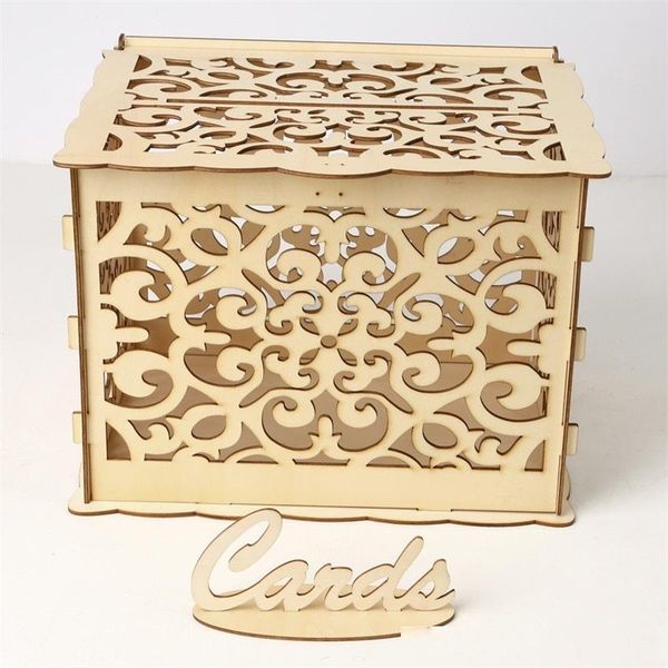 

carving case mr&ms box wood lines assemble gift holder organizer with lock container card storage wedding party 19 5jma c2