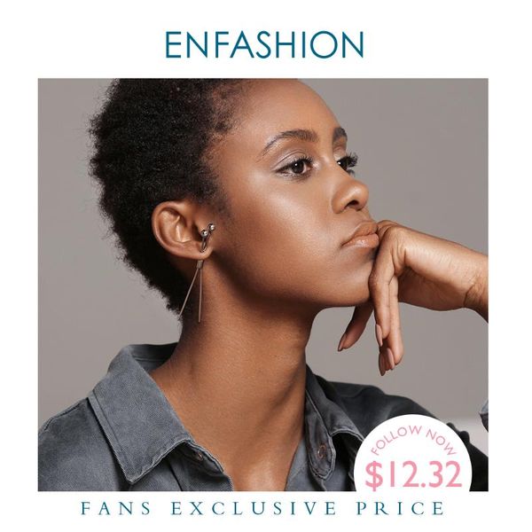 

enfashion punk geometric stud earrings for women big three dimensional long studs earings fashion jewelry 2020 oorbellen ec1034, Golden;silver