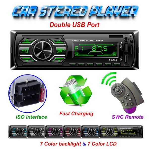 

car radio fm dc 24v fixed panel auto audio bluetooth mp3 player dual usb charger tf card machine reader aux swc remote m2