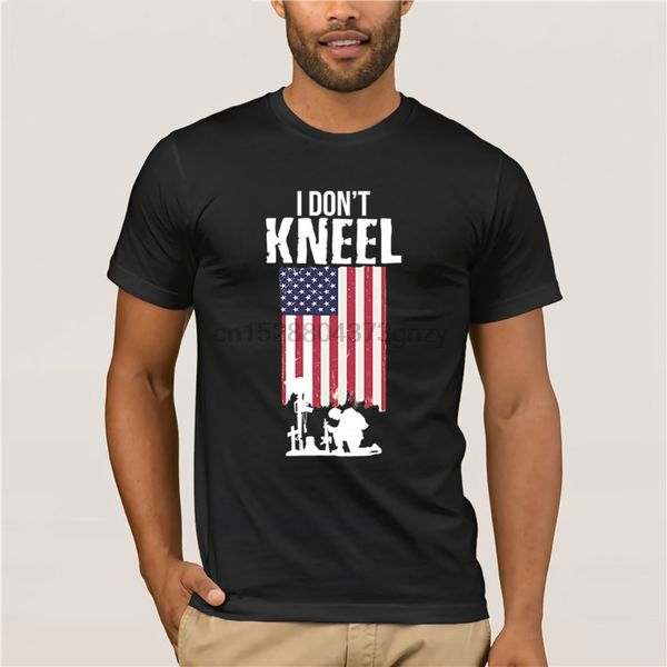 

2020 fashion t shirt 100% cotton i don t kneel usa flag t shirt patriotic stand for anthemsummer new brand