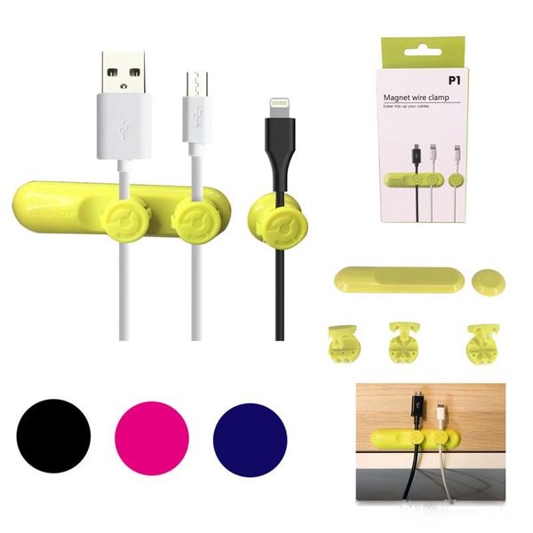 

2017 new multifunction earphone headphone cord winder usb cable holder magnetic organizer gather clips magnet wire clamp for iphone samsung