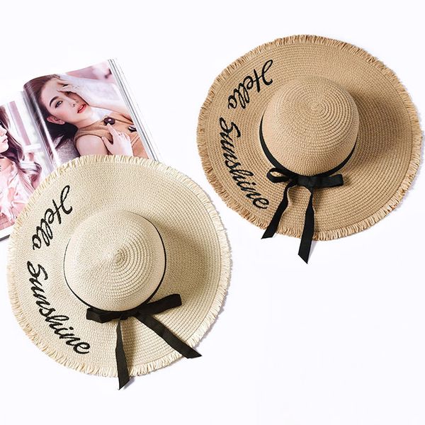 

embroidery summer straw hat women wide brim sun protection beach hat 2020 adjustable floppy foldable sun hats for women ladies, Blue;gray
