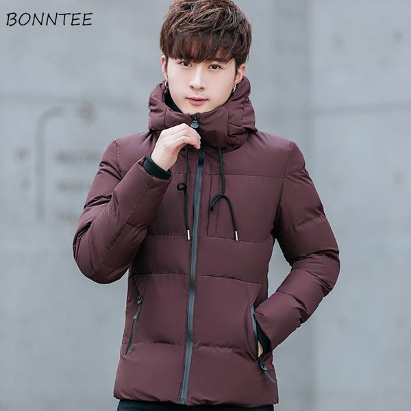 

parkas men zipper hooded thicker plus velvet warm soft large size solid simple all-match parka mens ulzzang coats, Black