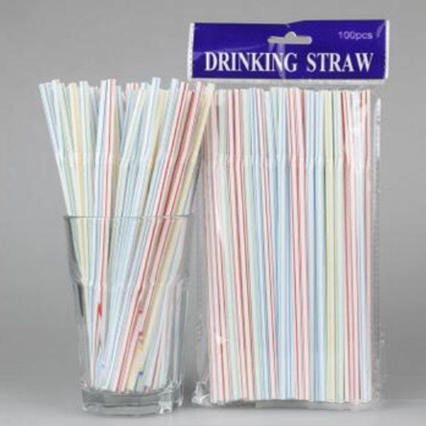 

100pcs/bag disposable plastic drinking straws 20.8*0.5cm multicolour cocktail smoothie bendy drink straw for party bar pub club restaurant