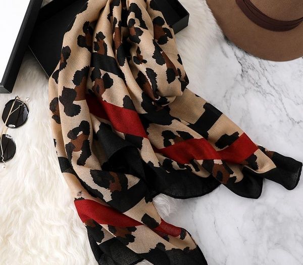 

design leopard print 2020 women scarf fashion pashmina for lady cotton scarves shawls and wraps neck head hijabs t200407, Blue;gray
