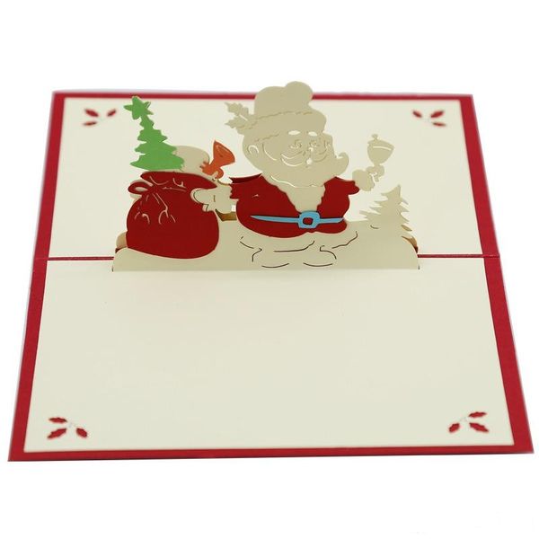 

new laser cut 3d santa claus christmas cheers invitations hollow out greeting cards gift ing