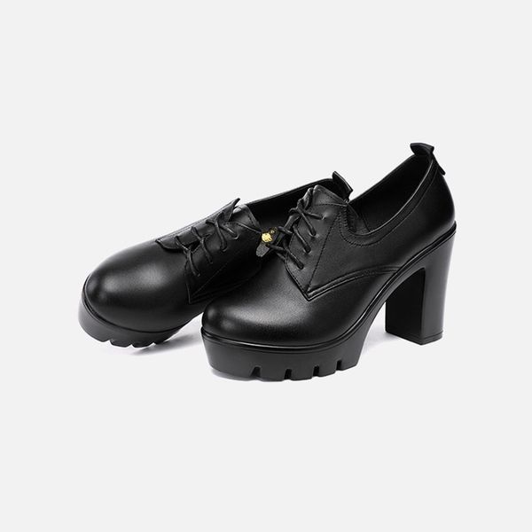 

block heels autumn winter boots 2020 split leather women ankle boots black block heels platform shoes lace up thick bottom