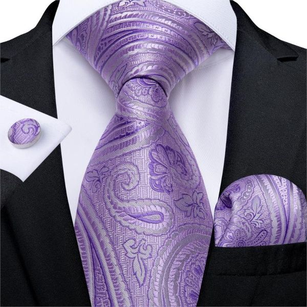 

fashion men tie light purple paisley silk wedding tie for men hanky cufflink gift set dibangu fashion design business mj7292, Black;gray