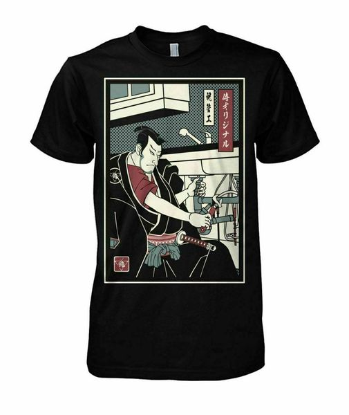 

plumber samurai funny black t-shirt 2020 summer fashion & tees print casual cotton male online t shirt design