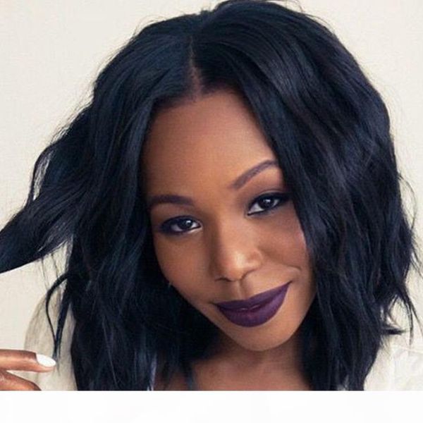 

fashionable unprocessed raw virgin remy human hair medium natural color natural wave full lace cap wig for women, Black;brown