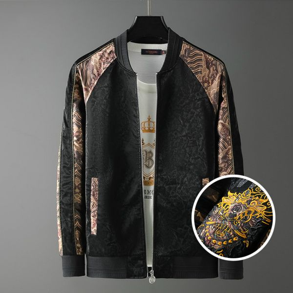 

men's jacket casual embroidery letter dark pattern vintage streetwear pu jacket men slim new autumn jackets light luxury coat, Black;red