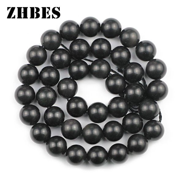 

natural stone matte gold obsidian 4/6/8/10/12mm black round spacers loose beads for jewelry accessories bracelet making diy