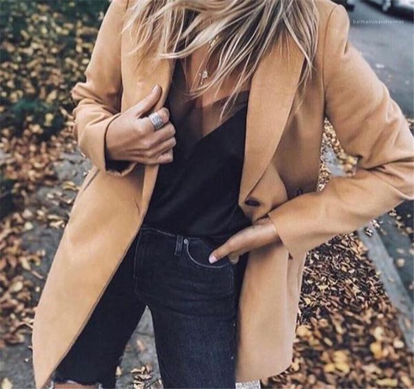 

slim suit coats new women clothing casual solid color women jackets fashion street style long sleeve lapel neck, Black;brown