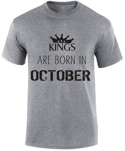 

fashion men t shirt kings are born in october birthday month of birth royalty party slogan t shirt summer t-shirt