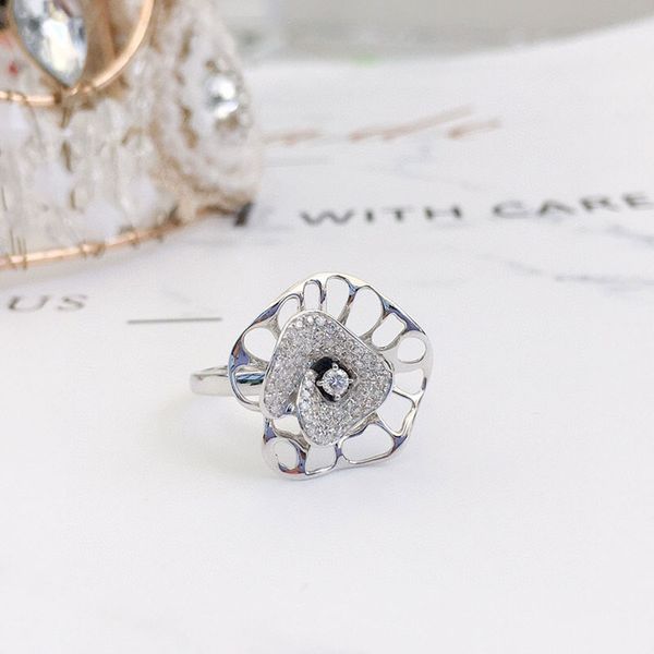 

aazuo orignal 18k white gold real diamond 0.30ct full drill diamonds lotus leaf ring fashion gift for woman birthday, Golden;silver