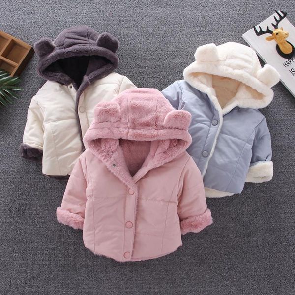 

toddler coat jacket kids baby boys girls warm thick fleece hooded bear ear coat outwear fashion warm winter overcoat m850#, Blue;gray