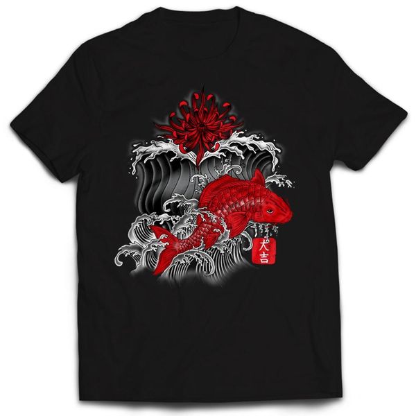 

koi fish kioto tokyo japan wave printed tshirt