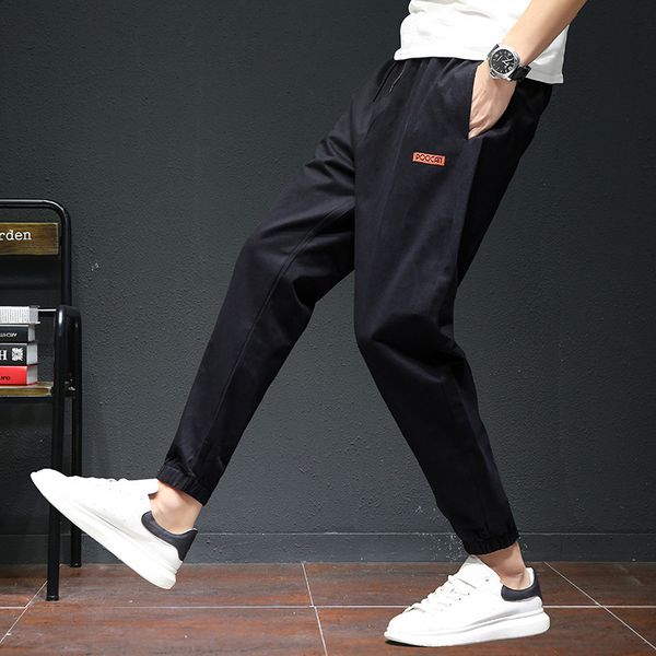 

men's pants 2021 summer trendy leggings overalls nine-point casual loose student, Black