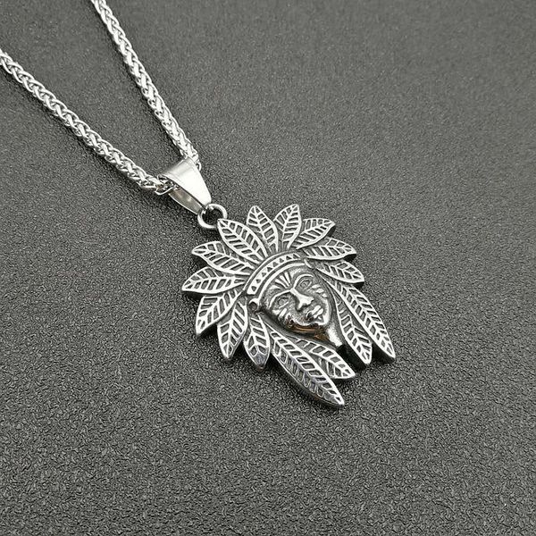 

главный панк ретро цвета серебра из нержавеющей стали кулон ожерелья для ювелирных изделий способа людей перевозкы груза падения, Silver