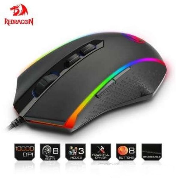 

redragon usb gaming mouse 10000dpi 8 buttons ergonomic design for deskcomputer accessories programmable mice gamer lol pc