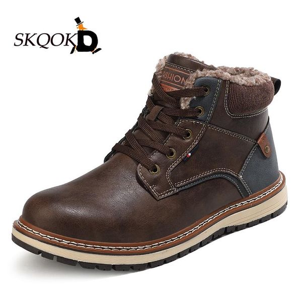 

winter boots men shoes leather snow boots 2020 zapatillas hombre ankle winter shoes men fashion outdoor waterproof buty damskie, Black