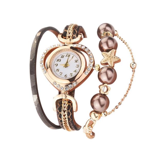 

женщины наручные часы ladies vintage сияющий pearl браслет набор аналоговые кварцевые наручные часы женский имитация жемчужные ремень montre, Slivery;brown