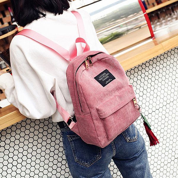 

mini backpack women corduroy shoulder bag soft and comfortable backpack travel multi pocket bag mochila g3