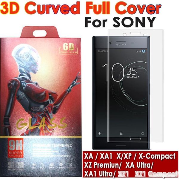 

3d curved full cover tempered glass phone screen protector for sony xa xa1x xp x compact xz premiun xa ultra xa1 ultra xz1 xz1 compact