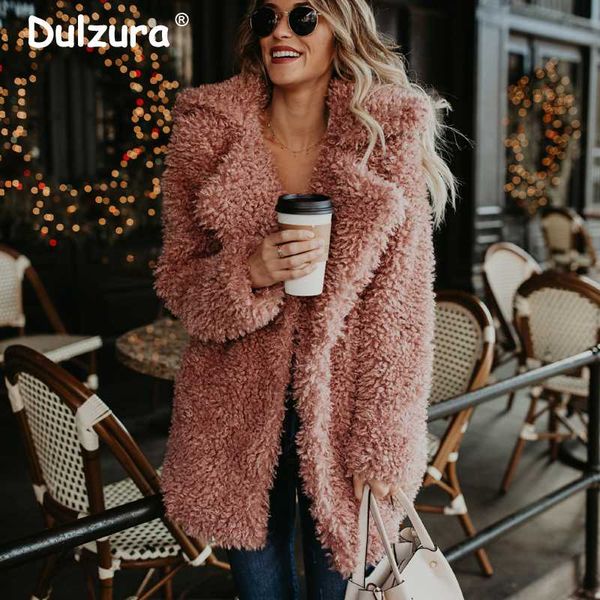 

fluffy pink teddy faux fur coat jacket women streetwear 2020 fashion winter thick warm furry overcoat shaggy outerwear femme, Black