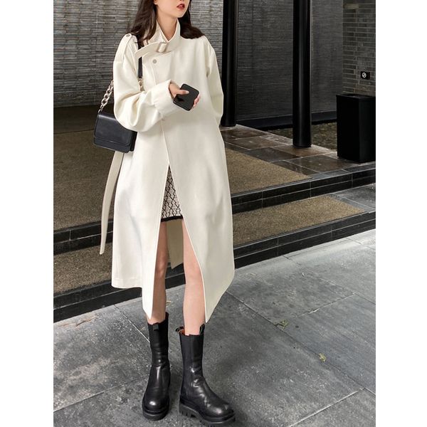 

2020 female star airport windbreaker fashion temperament popular mid-length british style high-end atmospheric windbreaker, Black;white