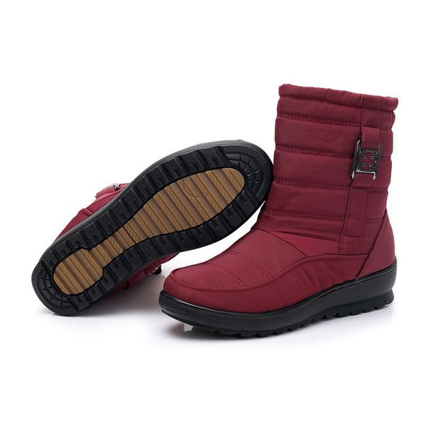 

swonco 42 big size women winter cotton padded shoes 2020 female warm snow boots ankle shoes for women snowboots warm shoe, Black