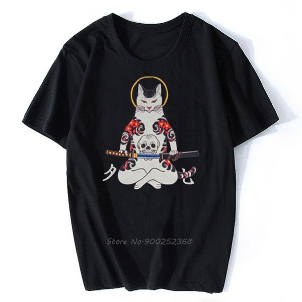

japanese print custom t-shirt warrior cats short sleeve t shirts hip hop cotton tshirt streetwear tees casual man's t-shirt