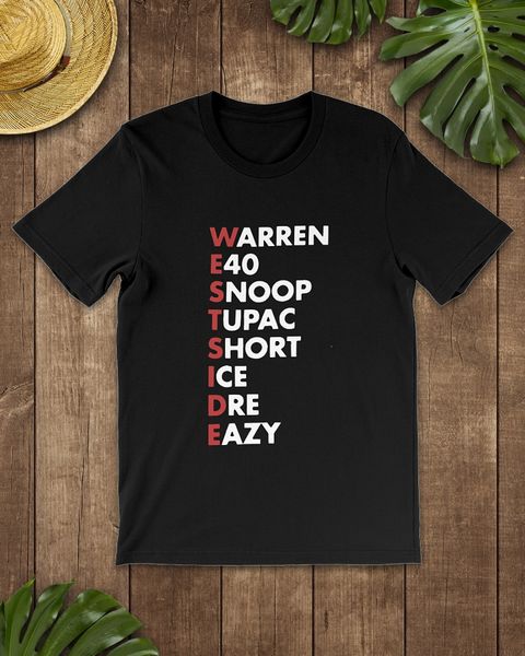 

2019 fashion men t shirt warren snoop tupac short ice dre eazy westside shirt