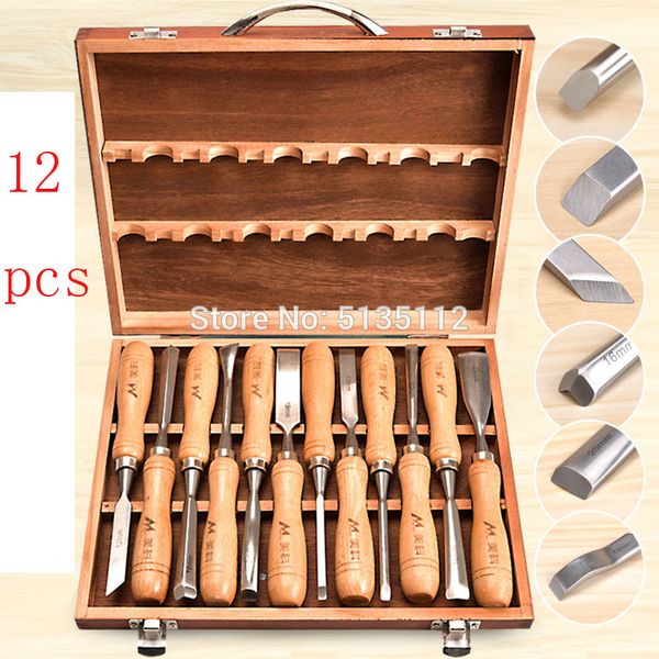 

12pcs 7pc carving knife set woodworking chisel set steel carving chisel woodworking tools hand-carved root tools