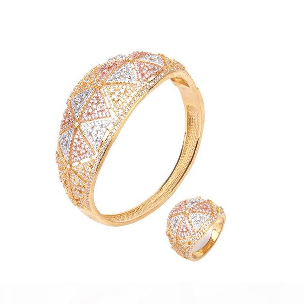

luxury fashion classic multicolor bracelet ring copper zircon jewelry bride wedding party jewelry in dubai, africa b1108, Black
